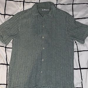 Zara men’s summer crocheted button down casual shirt